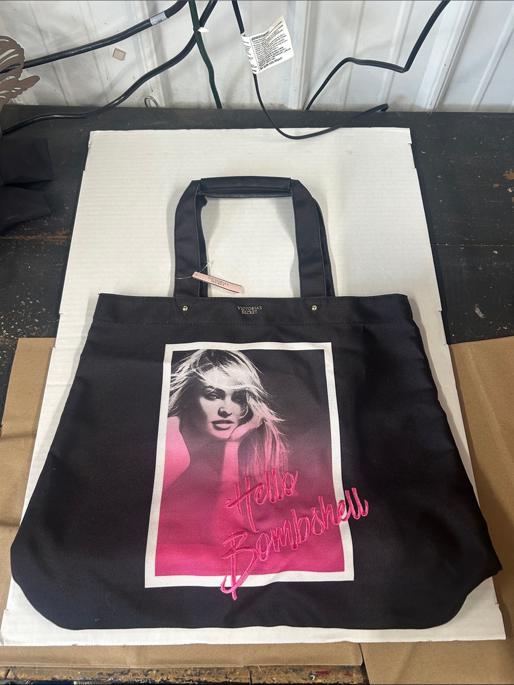Victoria's Secret Black & Hot Pink 'Hello Bombshell' Graphic Tote